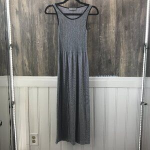 Lark + Gray black & white striped ruched bodice tank maxi dress size XS